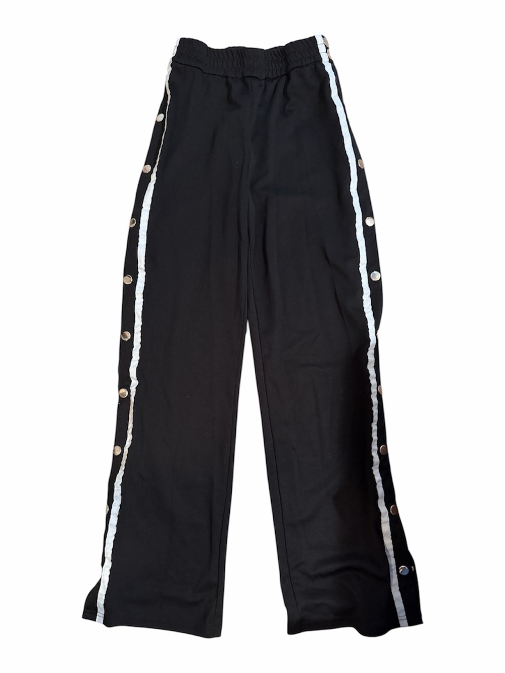 Better Be Black Snap-Button Joggers with White Side Stripes